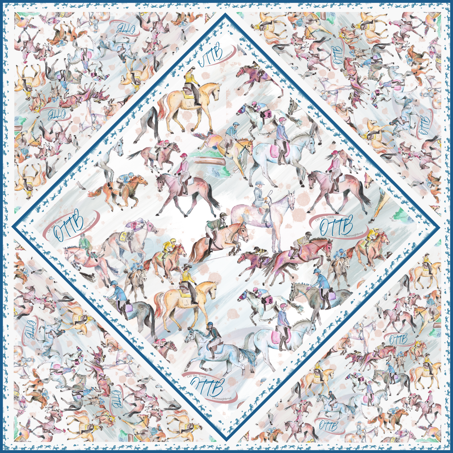 36" x 36" Silk Wild Rag Scarf | Horse Lover Fashion Accessory