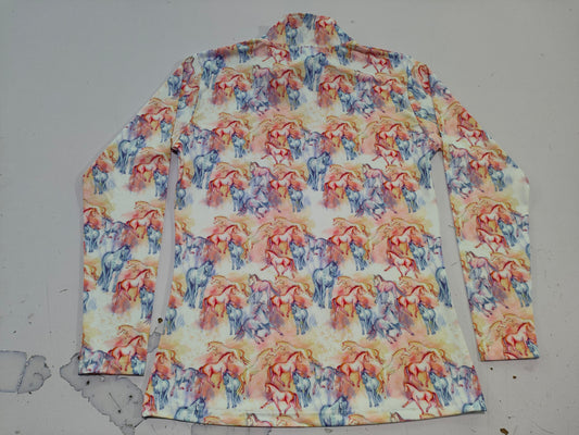 PRE-ORDER Fire Horse Long Sleeve Sun Shirt | Colorful Horse Lover Performance Apparel