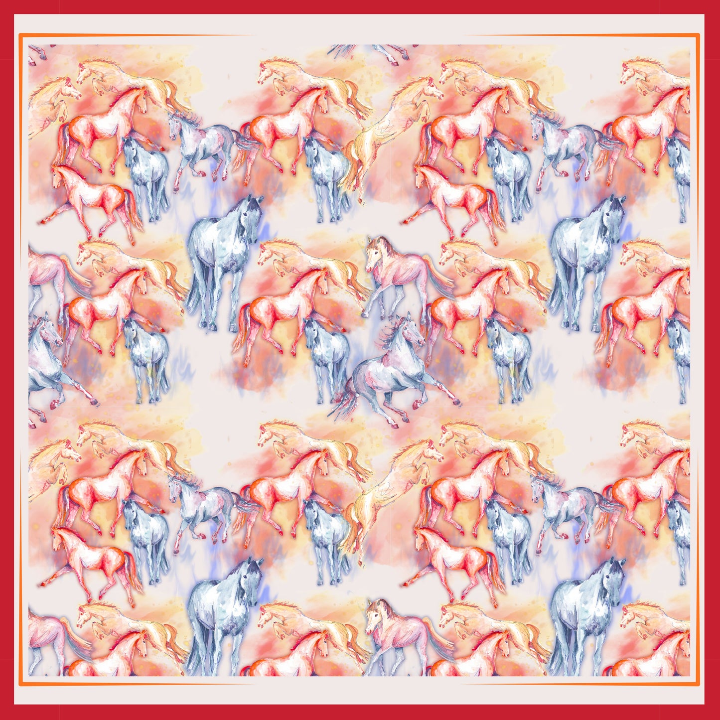 36" x 36" Silk Wild Rag Scarf | Horse Lover Fashion Accessory
