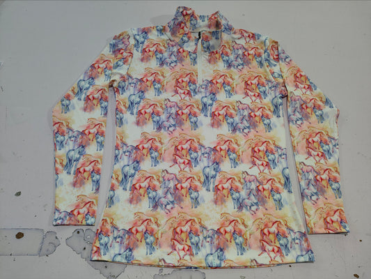 PRE-ORDER Fire Horse Long Sleeve Sun Shirt | Colorful Horse Lover Performance Apparel