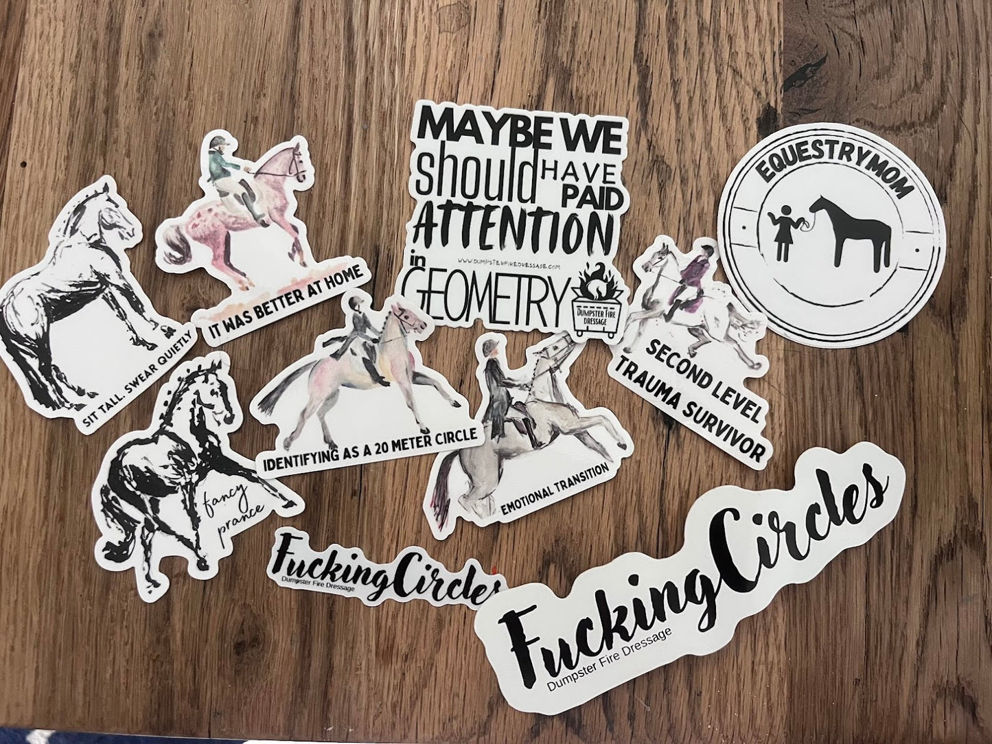 The Clever Beast-Dumpster Fire Dressage Vinyl Sticker | Literary Horse Lover Decal