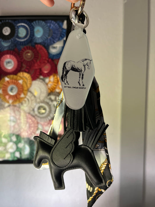 "Sit Tall & Swear Quietly" Pleather Horse Keychain