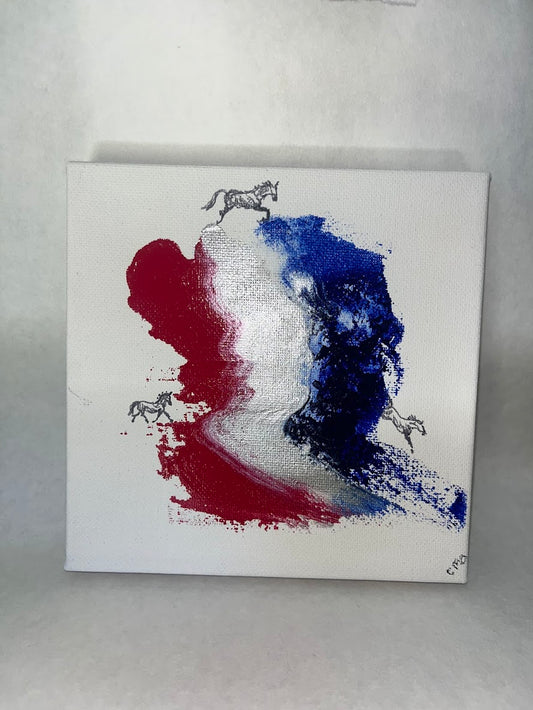 Original 6x6 Horse Painting | Colorful Mini Equine Art | Tiny Horse Doodle Artwork | Small Horse Lover Gift | Whimsical Equestrian Decor