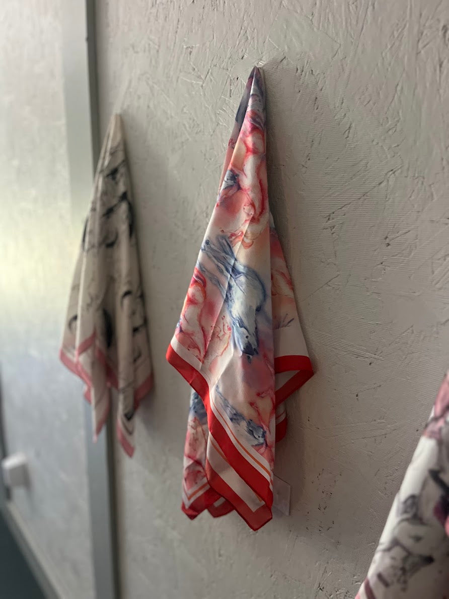 36" x 36" Silk Wild Rag Scarf | Horse Lover Fashion Accessory