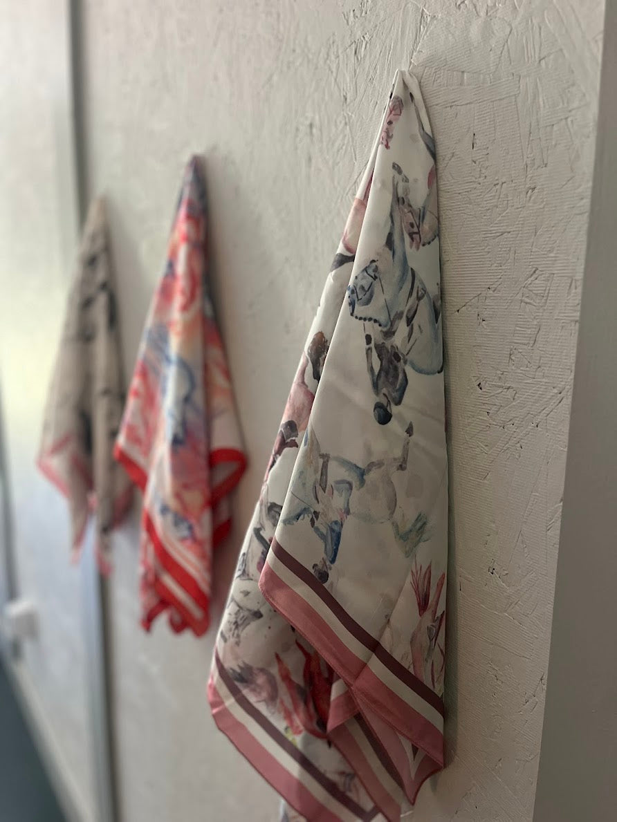 36" x 36" Silk Wild Rag Scarf | Horse Lover Fashion Accessory