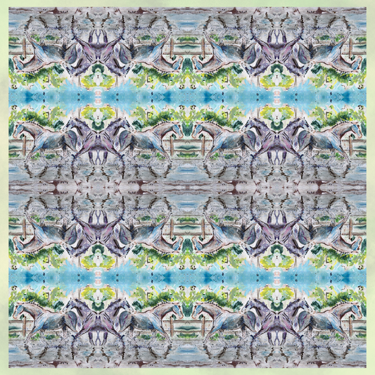 Blue Wild Rag Scarf 36x36 | Horses Running | Equestrian Fashion Accessory